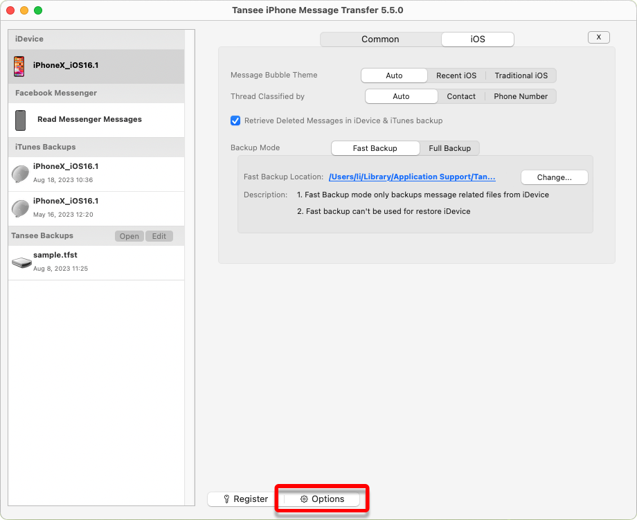 Recupere mensagens excluídas e personalize o local do backup do iTunes