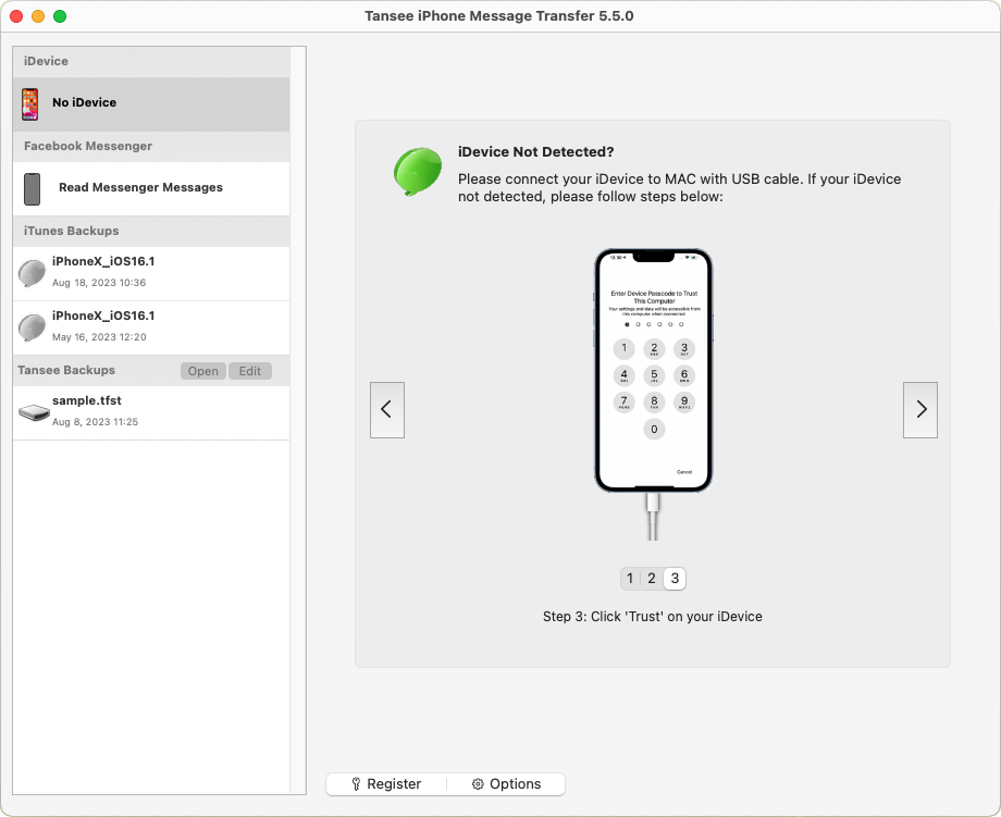 Abra a transferência de mensagens do iPhone Tansee para Mac